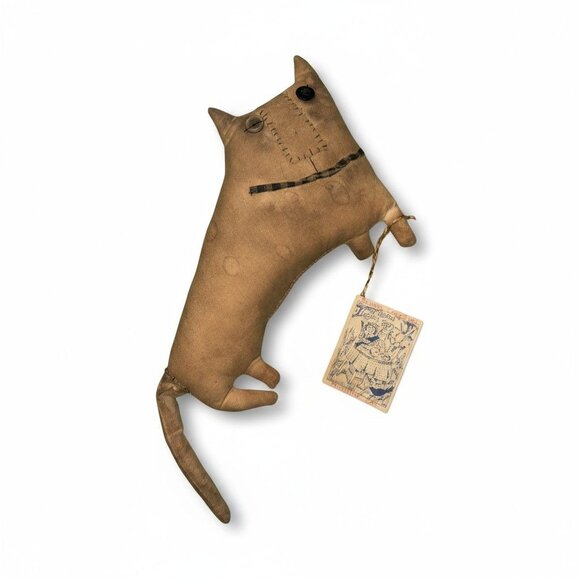 Folk Art Primitive Cat Cloth Doll 16”  Tattered Rabbit Primitive Handmade - Picture 1 of 10